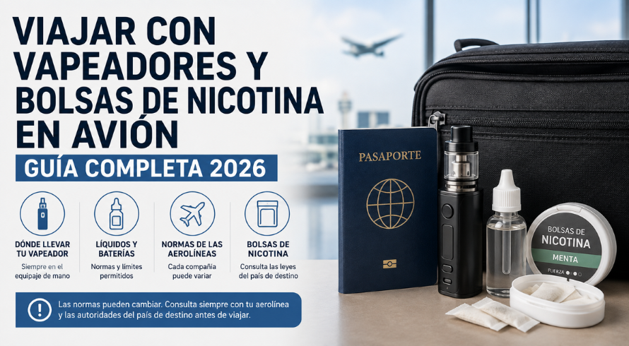 Viajar con vapeadores y bolsas de nicotina en avión