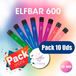 10 UDS PACK Elf Bar 600 Puff - 20mg - 10 UNIDADES