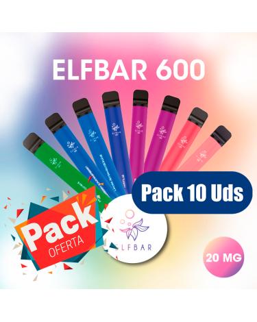 10 UDS PACK Elf Bar 600 Puff - 20mg - 10 UNIDADES