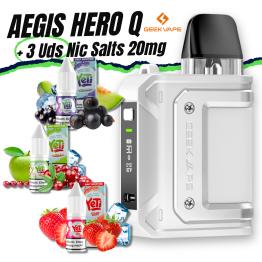 Aegis Hero Q (White) Geekvape + 3 uds Sales de Nicotina 10ml 20mg