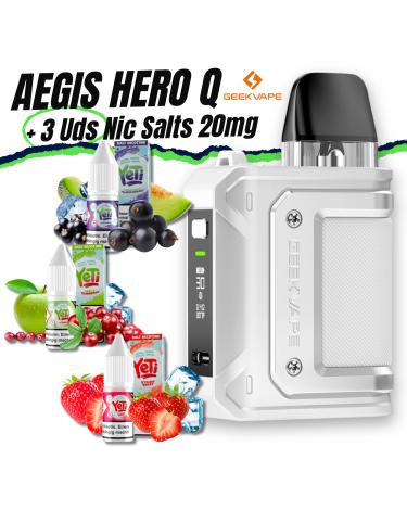 Aegis Hero Q (White) Geekvape + 3 uds Sales de Nicotina 10ml 20mg