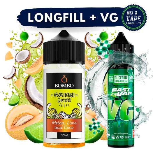 Aroma Melon, Lime and Coco 30ml (Longfill) + VG FAST 70ML - Wailani Juice by Bombo