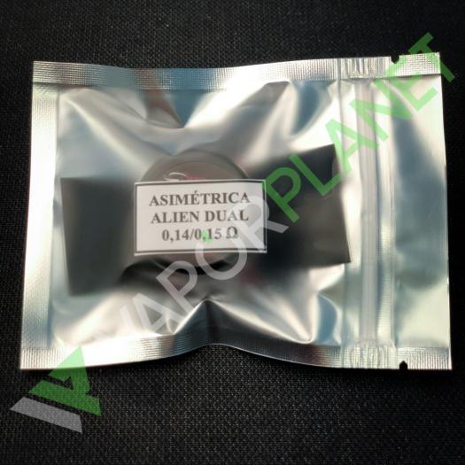 Asimetrica Alien Dual 0,14/0,15 2.5mm - Galán Coils - Resistencias Artesanales