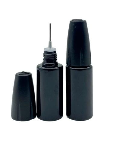 Bote plastico 10ml punta metal - Botella Transparente Tapón Negro