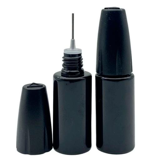 Bote plastico 10ml punta metal - Botella Transparente Tapón Negro