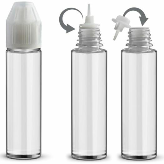 Botella de 60 ml con gotero que se abre y se cierra - Tapa transparente