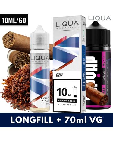 Cuban Cigar 10ml/60 (Longfill) Liqua + 70ml VG Fast