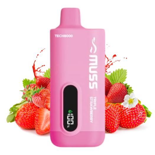 Desechable Muss Tech8000 TRIPLE STRAWBERRY - Sin Nicotina 8000 Puff