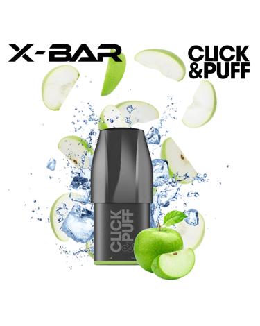 GREEN APPLE Cartucho Click & Puff X-Bar 2ml 20mg 600 Puff (1 ud)