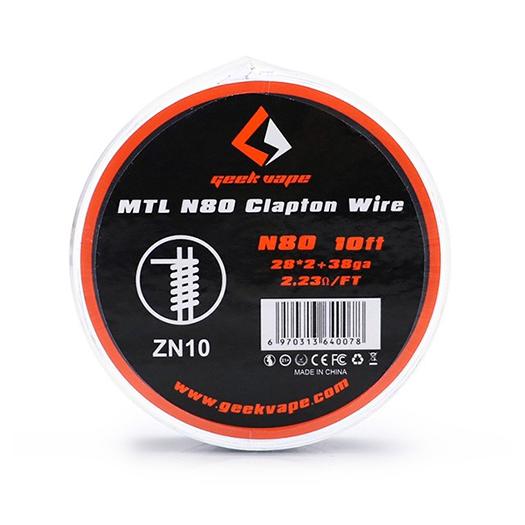 Hilo Resistivo MTL N80 Clapton Wire 10ft (28GAx2 + 38GA) - Geekvape