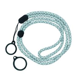 Lanyard GRIS Y BLANCO Ajustable Con 2 Anillos De Silicona