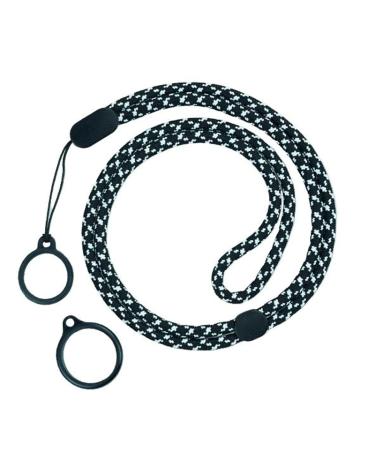 Lanyard NEGRO Y BLANCO Ajustable Con 2 Anillos De Silicona