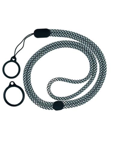 Lanyard NEGRO Y GRIS Ajustable Con 2 Anillos De Silicona