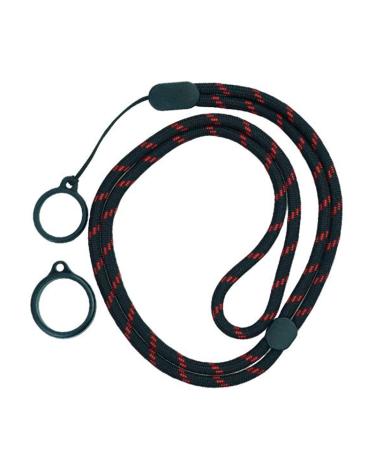 Lanyard NEGRO Y ROJO  Ajustable Con 2 Anillos De Silicona