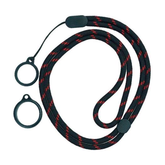Lanyard NEGRO Y ROJO  Ajustable Con 2 Anillos De Silicona