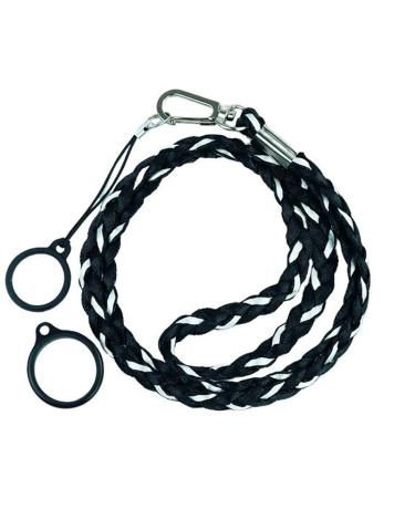 Lanyard Trenzado NEGRO Y GRIS Con 2 Anillos De Silicona