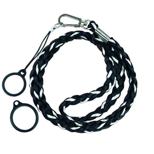 Lanyard Trenzado NEGRO Y GRIS Con 2 Anillos De Silicona