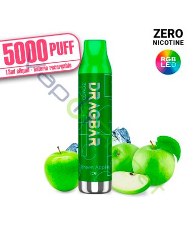 LED – Dragbar GREEN APPLE ICE 13ml – 5000 PUFF – Desechable SIN NICOTINA