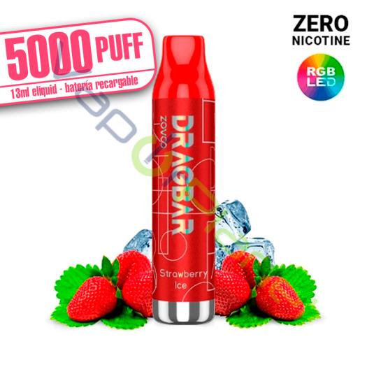 LED – Dragbar STRAWBERRY ICE 13ml – 5000 PUFF – Zovoo by VooPoo – Desechable SIN NICOTINA
