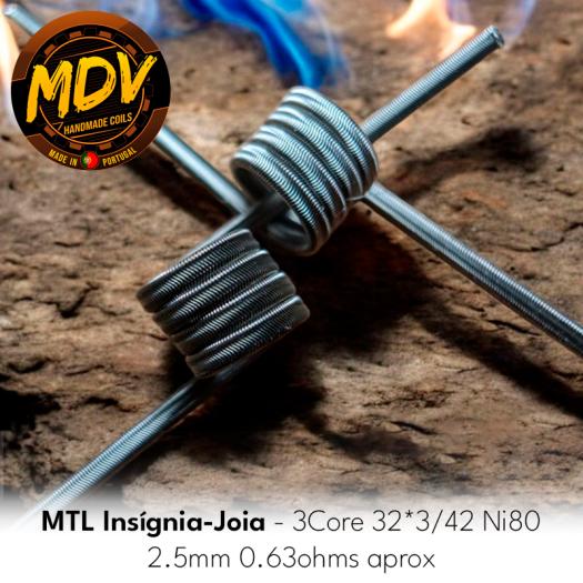 MTL Insígnia-Joia - 3Core 32*3/42 Ni80 2.5mm 0.63ohms aprox - MDV Coils