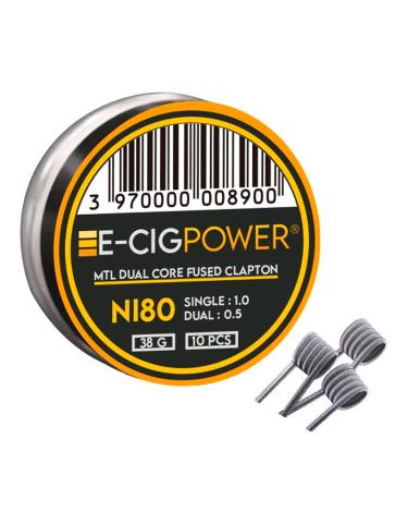 Ni80 MTL Dual Core Fused Clapton - E-Cig Power - 10 Coils