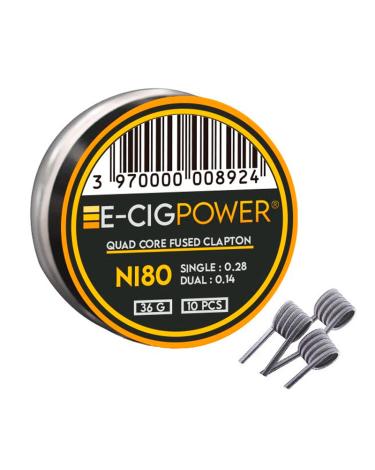 Ni80 Quad Core Fused Clapton - E-Cig Power - 10 Coils