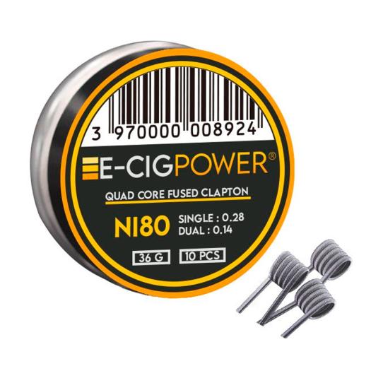 Ni80 Quad Core Fused Clapton - E-Cig Power - 10 Coils