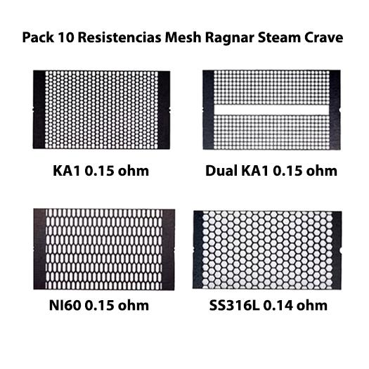 Pack 10 Resistencias Mesh Ragnar Steam Crave