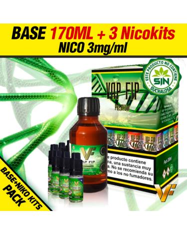 → PACK BASE VAP FIP 170ml + 3 Nicokits ✭ 200ml a 3mg/ml ✭