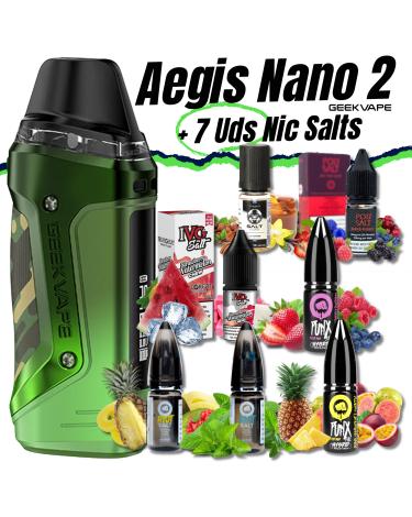 Pack de Inicio Aegis Nano 2 Geekvape + 7 uds Sales de Nicotina 10ml