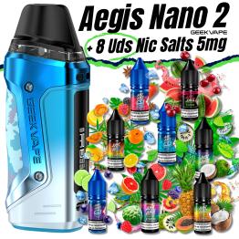 Pack de Inicio Aegis Nano 2 Geekvape + 8 uds Sales de Nicotina 10ml 5mg