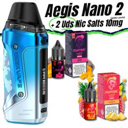 Pack de Inicio Aegis Nano 2 (Ocean Blue) Geekvape + 2 uds Sales de Nicotina 10ml 10mg