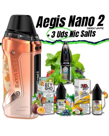 Pack de Inicio Aegis Nano 2 (Sunset Yellow) Geekvape + 3 uds Sales de Nicotina 20mg