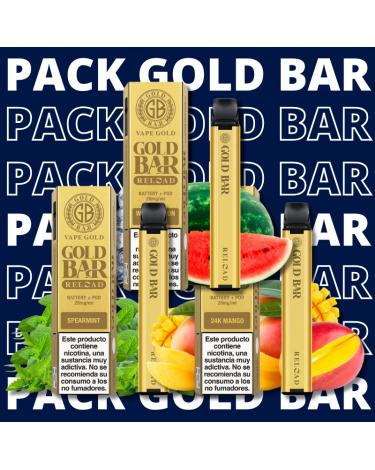 Pack Desechables GOLD BAR - 20mg - 3 Unidades