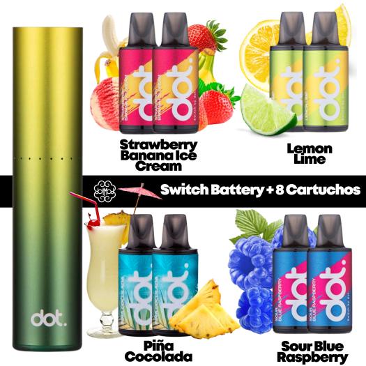 Pack DotMod Switch Battery + 8 Cartuchos | 8x2ml 20mg | 4800Puff | Forest Green Pack DotMod Switch Battery + 8 Cartuchos | 8x2ml 20mg | 4800Puff | Forest Green