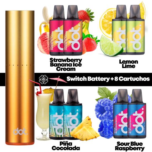 Pack DotMod Switch Battery + 8 Cartuchos | 8x2ml 20mg | 4800Puff | Sunburst Orange