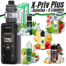 Pack X-Priv Plus (Black) Smok + 2 Baterías Samsung 18650 + 5 Líquidos (350ml)