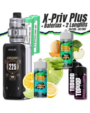 Pack X-Priv Plus (White Shell) Smok + 2 Baterías 18650 + 2 Longfills 24/120 + VG Fast