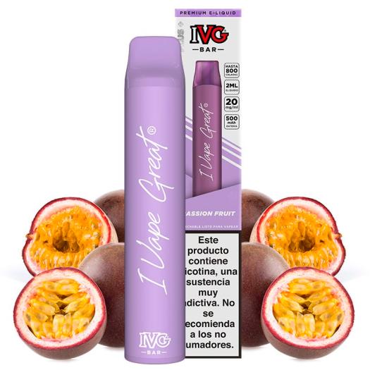 Passion Fruit 600puffs – IVG Bar Plus 20mg – Pod Desechable