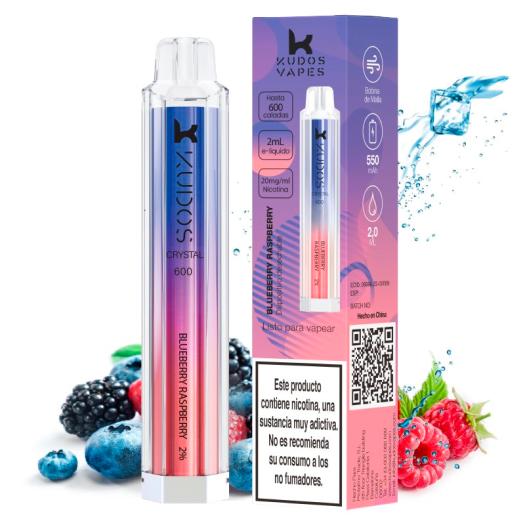 Pod Desechable Blueberry Raspberry 600puffs - Kudos Vapes Crystal