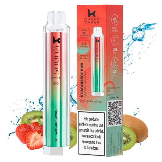 Pod Desechable Strawberry Kiwi 600puffs - Kudos Vapes Crystal