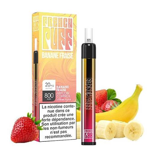 Pod desechable Vape Pen Fresa y Banana 800 caladas - 550 mAh 20mg - French Puff