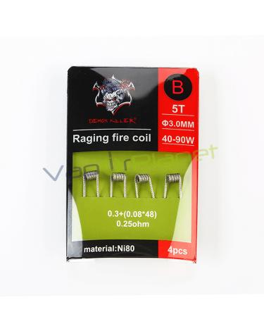 Resistencias Vapeo Demon Killer Raging Fire Coil Ni80 (Pack 4uds) Tipo: B