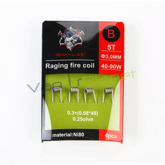 Resistencias Vapeo Demon Killer Raging Fire Coil Ni80 (Pack 4uds) Tipo: B