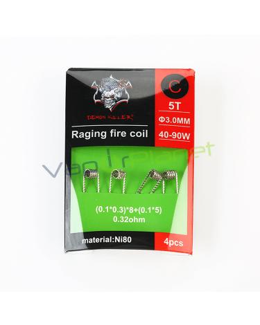 Resistencias Vapeo Demon Killer Raging Fire Coil Ni80 (Pack 4uds) Tipo: C