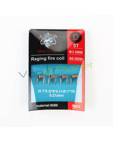 Resistencias Vapeo Demon Killer Raging Fire Coil Ni80 (Pack 4uds) Tipo: D