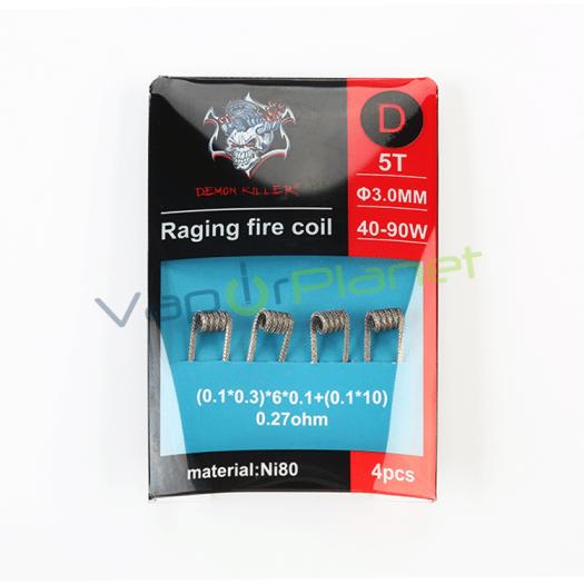 Resistencias Vapeo Demon Killer Raging Fire Coil Ni80 (Pack 4uds) Tipo: D