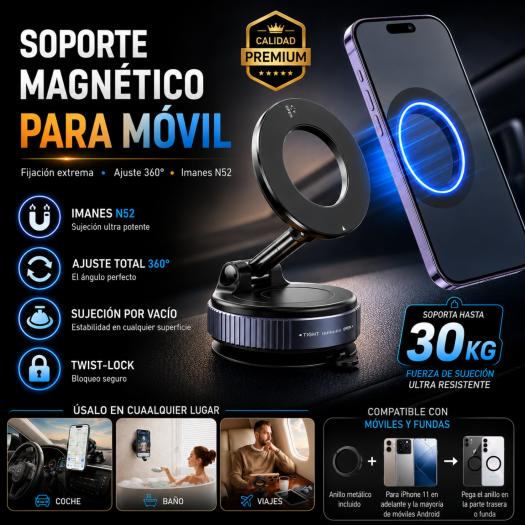 Soporte Magnético Plegable para Móvil 360° | Ajustable