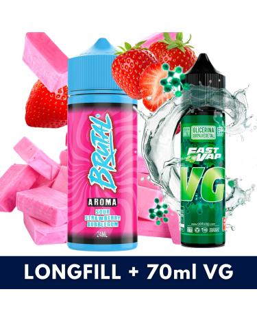 Sour Strawberry Bubblegum 24ml/120 (Longfill) Just Juice Brutal + 70ml VG Fast