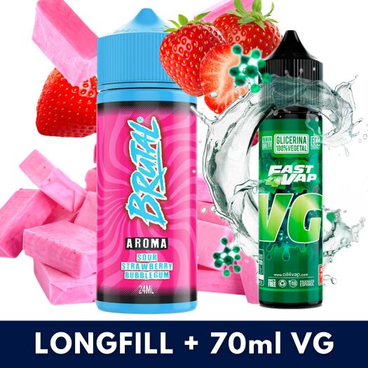 Sour Strawberry Bubblegum 24ml/120 (Longfill) Just Juice Brutal + 70ml VG Fast